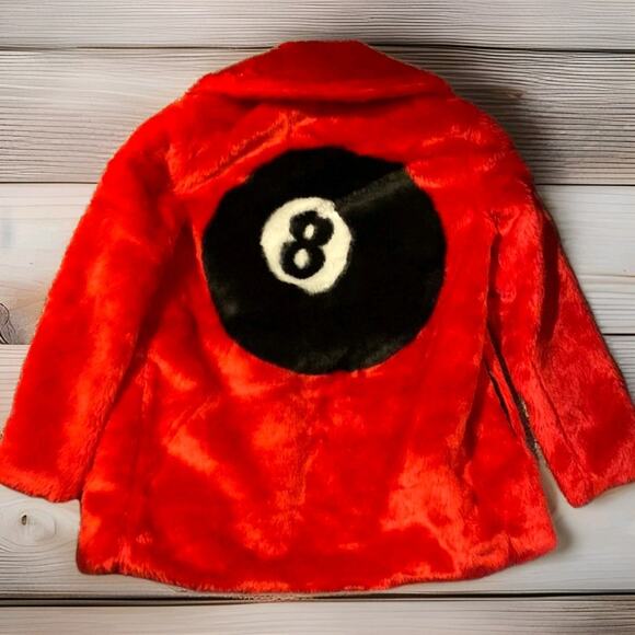 Dolls Kill Current Mood Racked Up Faux Fur Coat Jacket Red NOWT - Picture 5 of 8